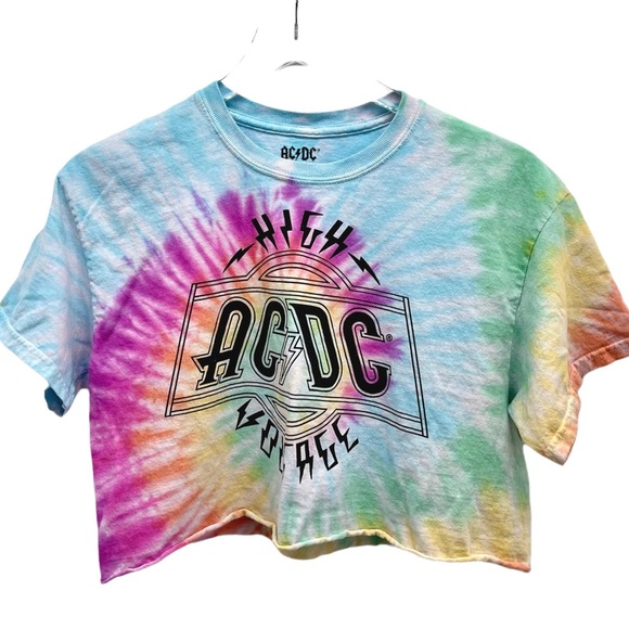 AC/DC | Tops | Ac Dc Cropped Graphic Band Tee Tie Dye Short Sleeve ...